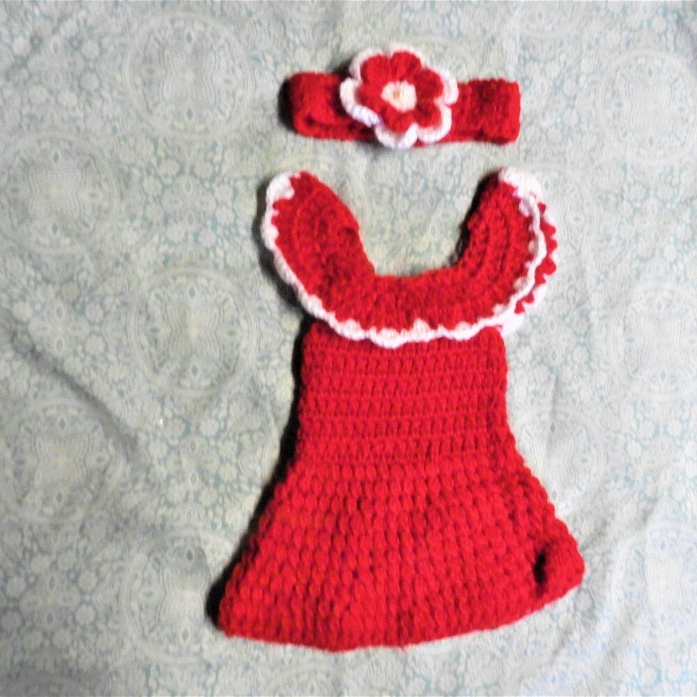 Newborn Christmas Baby Photo Prop - Dress and Headband